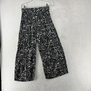 Wilfred Free Wide Leg Cropped Pants Black White Print‎ High Waist Size S